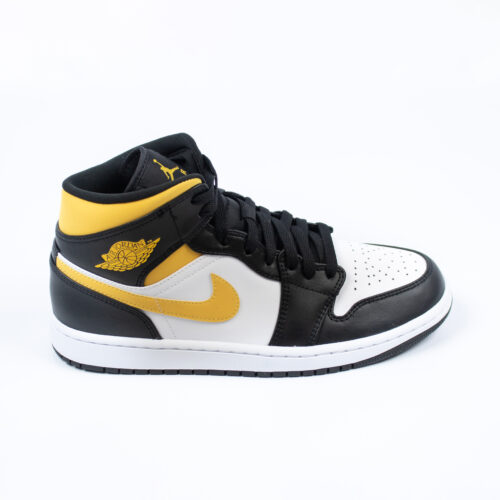 NIKE AIR JORDAN 1 MID BLACK UNIVERSITY GOLD